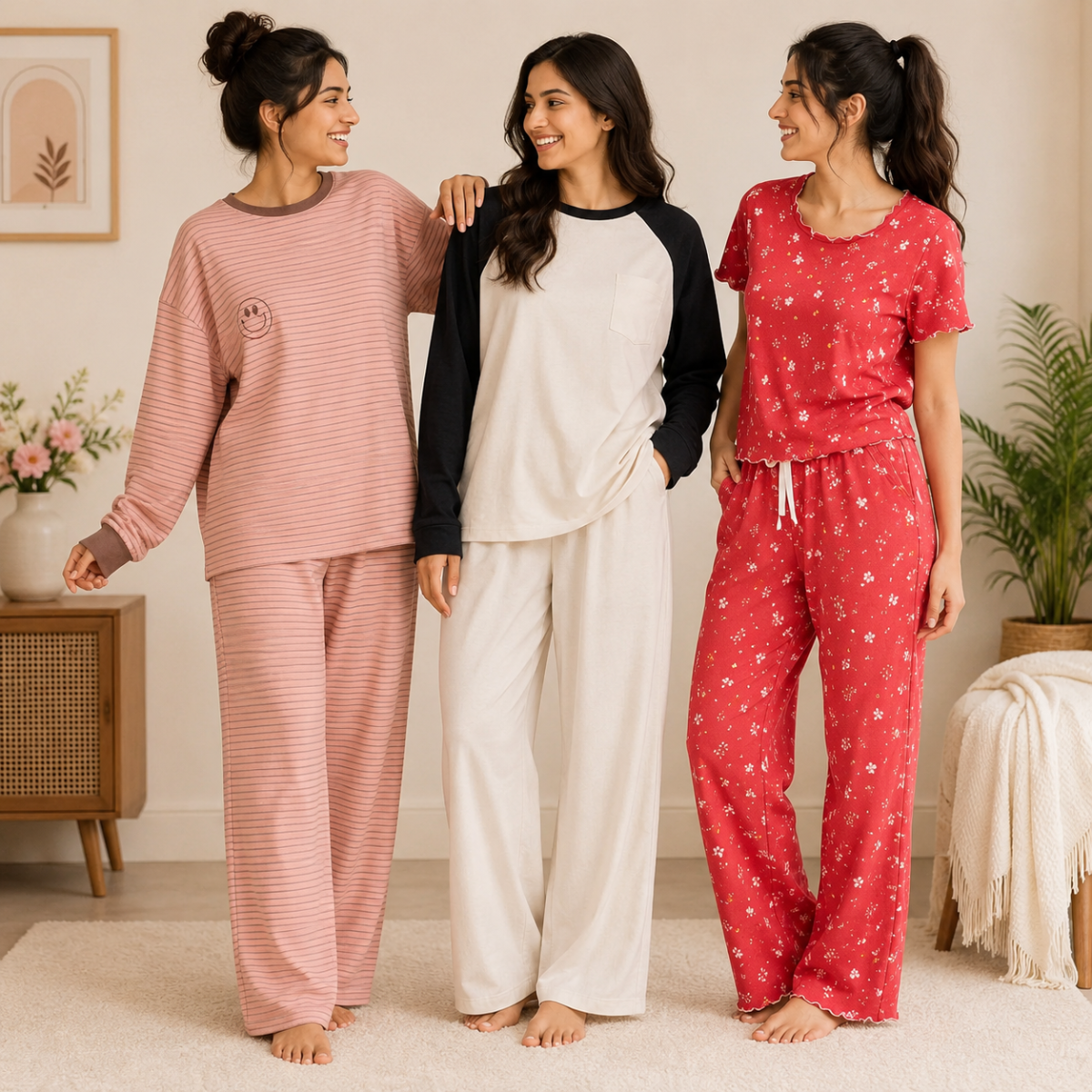3 Women's Comfortable Night Suit Set ( N-10 )