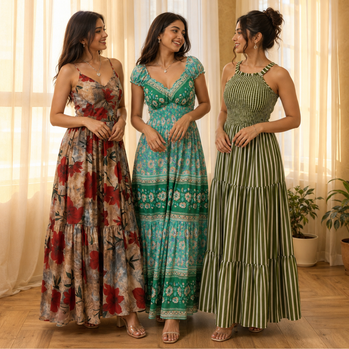 3 Women’s Printed Maxi Dress Collection ( P10 )