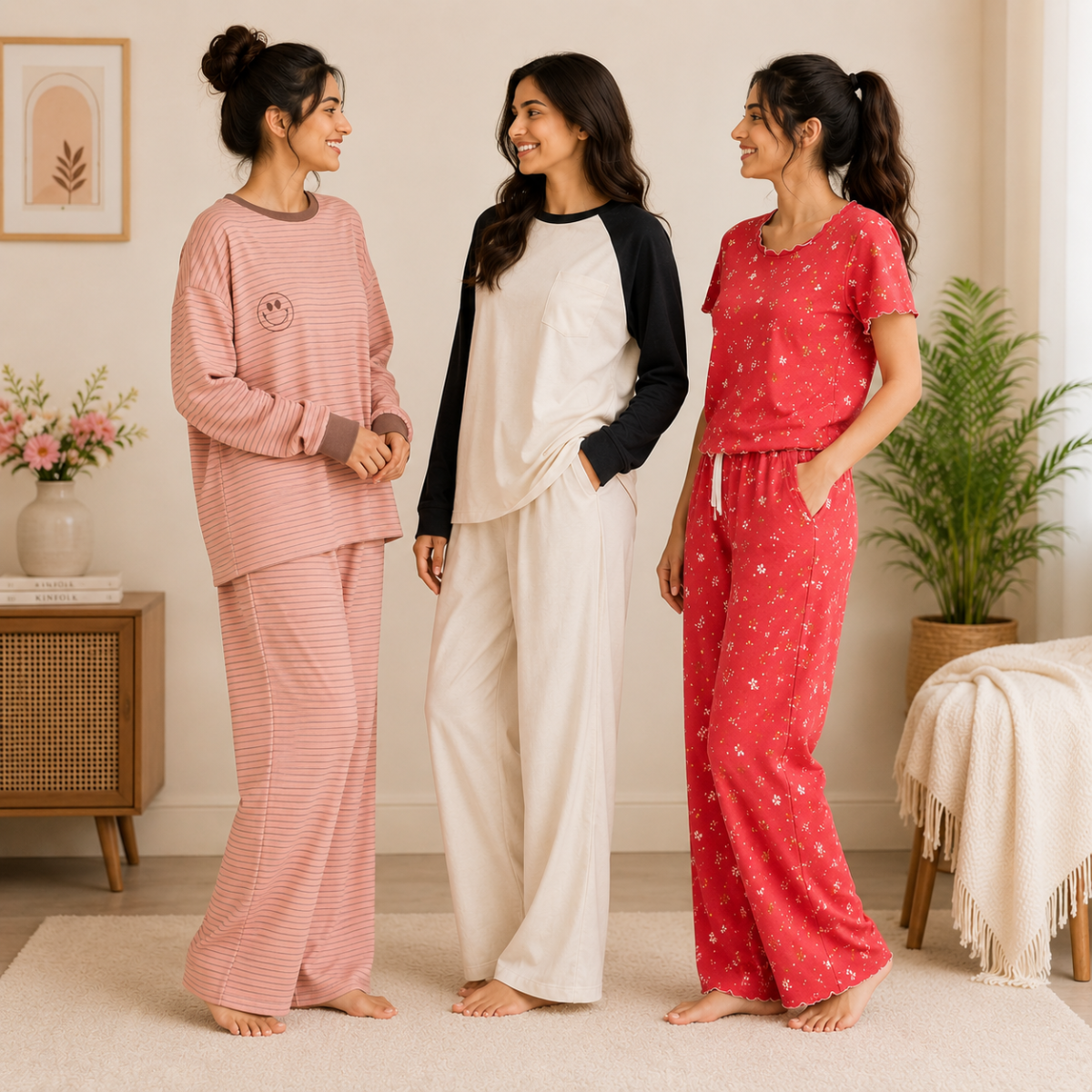 3 Women's Comfortable Night Suit Set ( N-10 )
