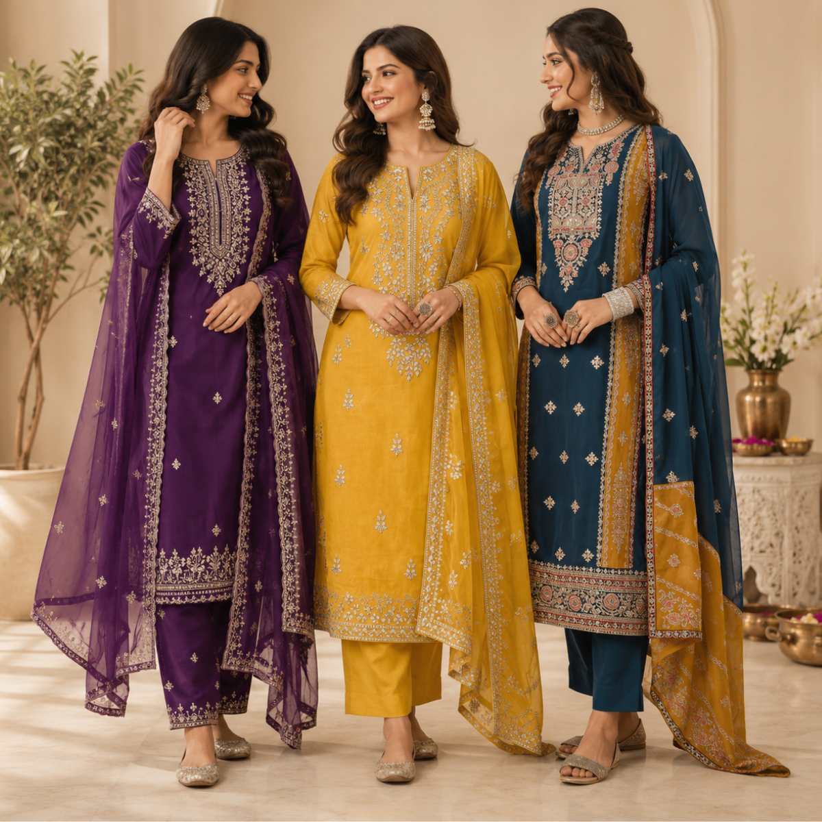 3 Women's Kurta Set with Dupatta | Comfortable Fit ( KS8 )