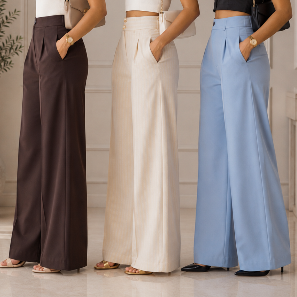 3 Women's High Waist Trousers ( T10 )