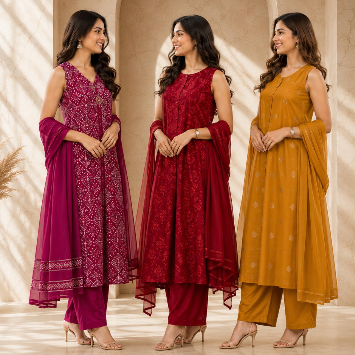 3 Women's Kurta Set with Dupatta | Comfortable Fit ( KS1 )