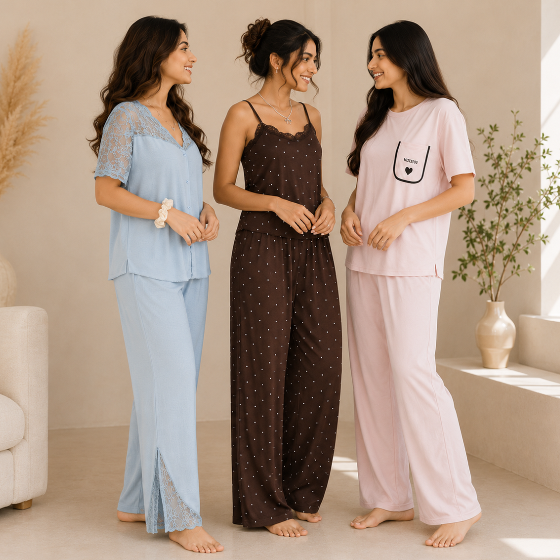 3 Women's Comfortable Night Suit Set ( N-1 )