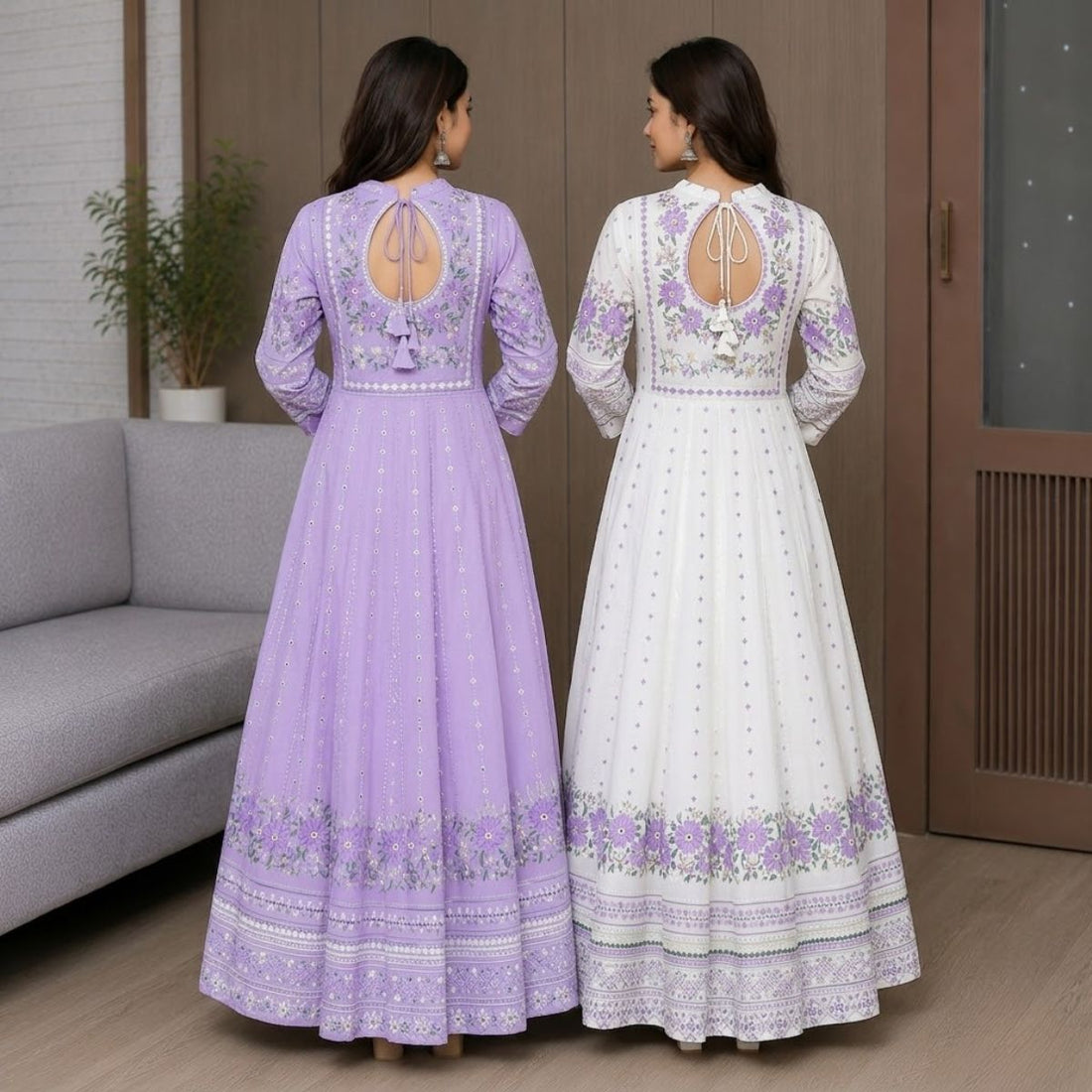 2 Pack Bohemian Ethnic Print Maxi Dress with Flowing Hem | B-14