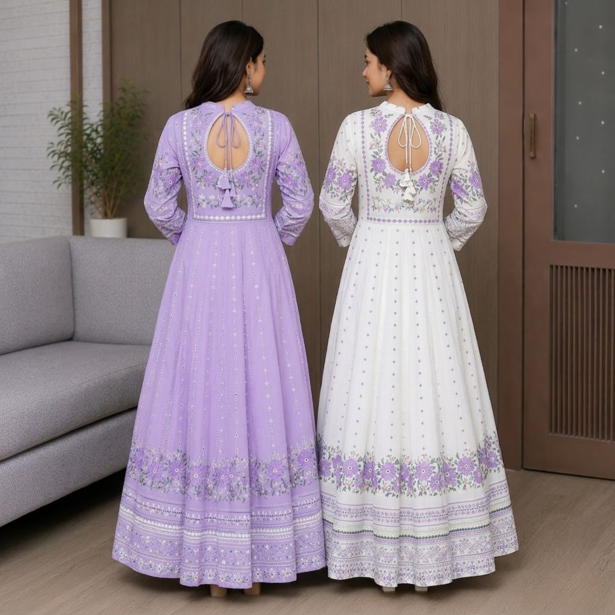 2 Pack Bohemian Ethnic Print Maxi Dress with Flowing Hem | B-14