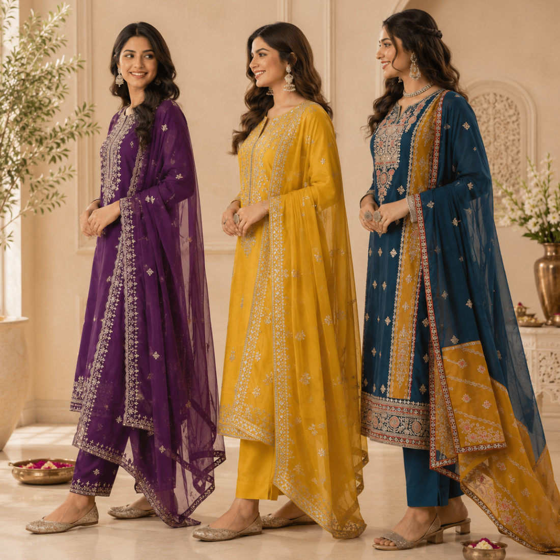 3 Women's Kurta Set with Dupatta | Comfortable Fit ( KS8 )