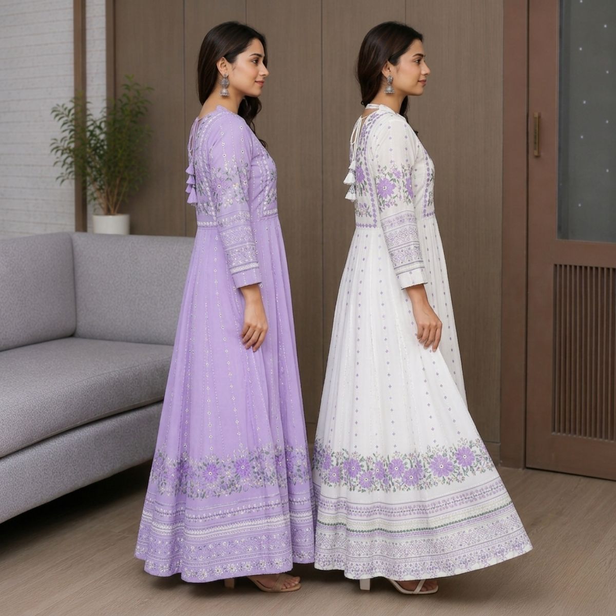 2 Pack Bohemian Ethnic Print Maxi Dress with Flowing Hem | B-14