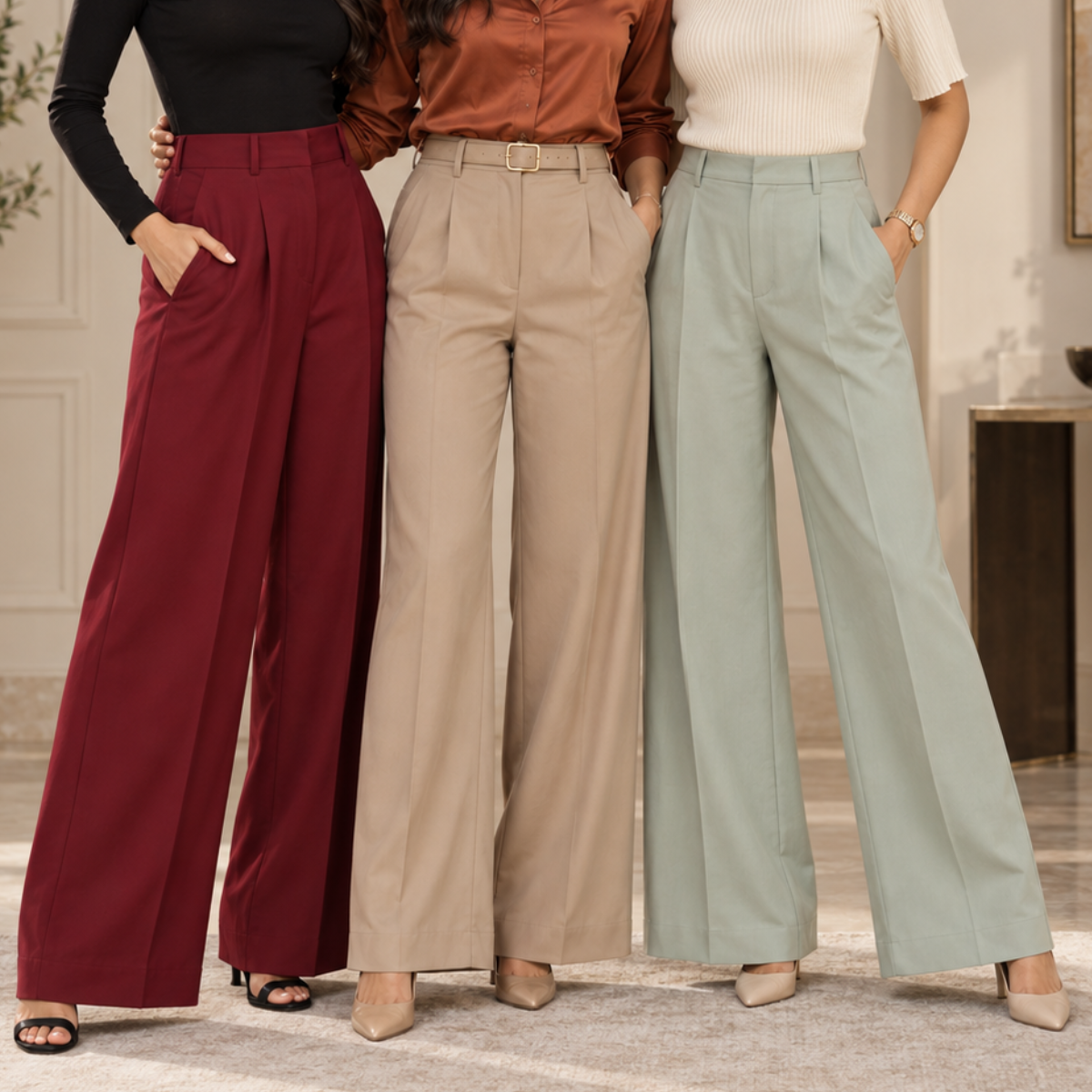 3 Women's High Waist Trousers ( T11 )