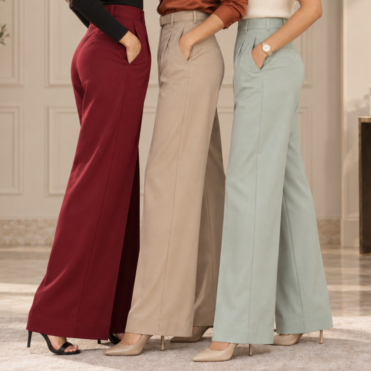 3 Women's High Waist Trousers ( T11 )