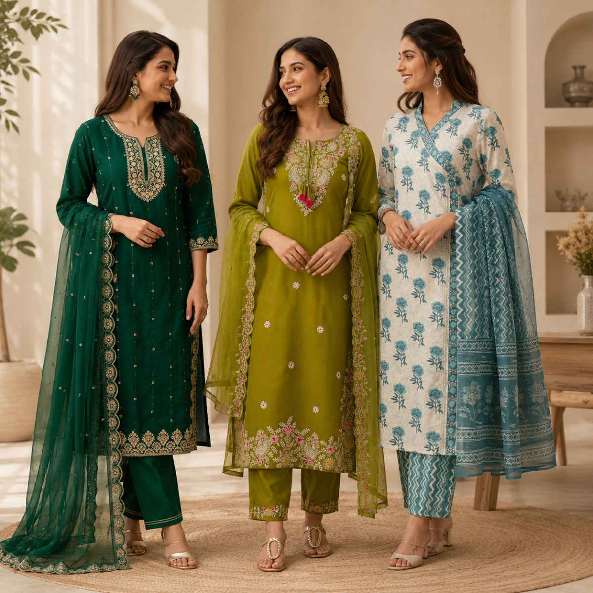 3 Women's Kurta Set with Dupatta | Comfortable Fit ( KS9 )