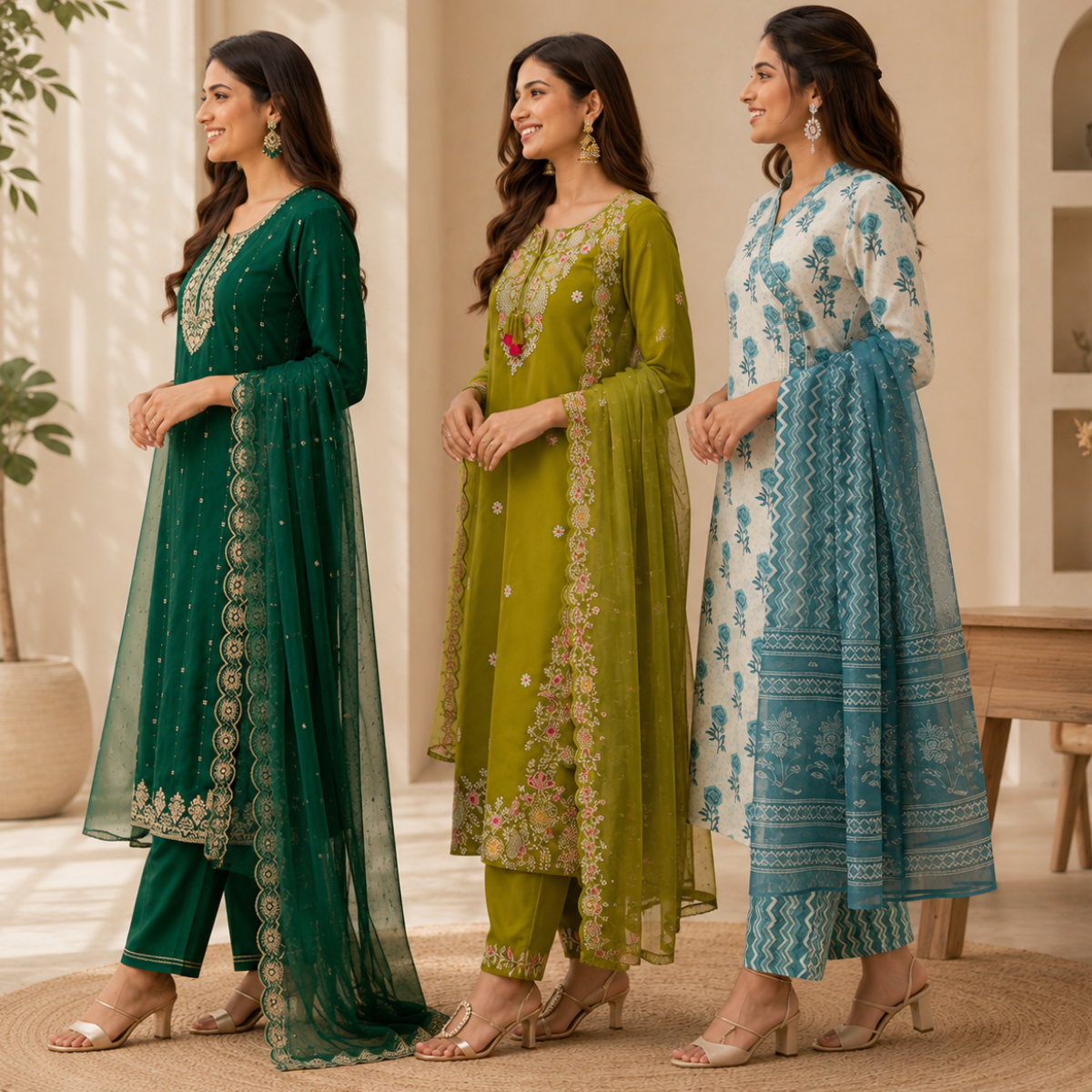 3 Women's Kurta Set with Dupatta | Comfortable Fit ( KS9 )