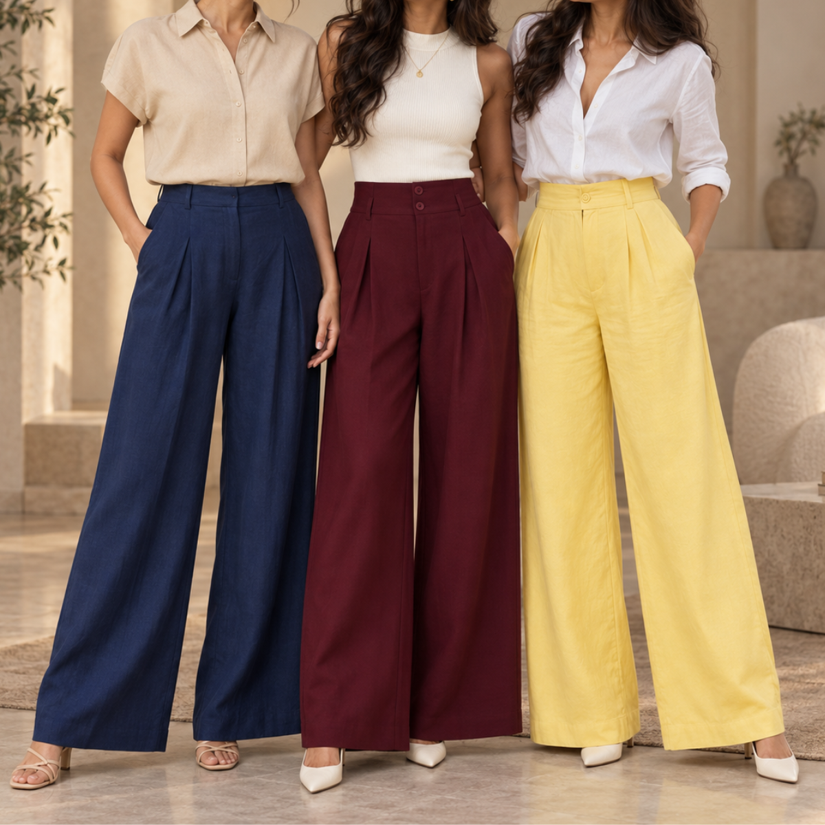 3 Women's High Waist Trousers ( T12 )