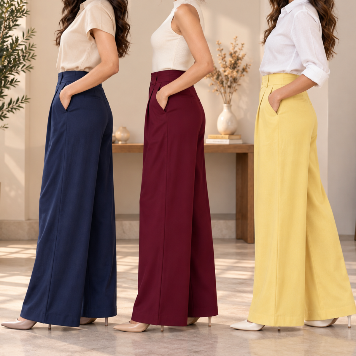 3 Women's High Waist Trousers ( T12 )