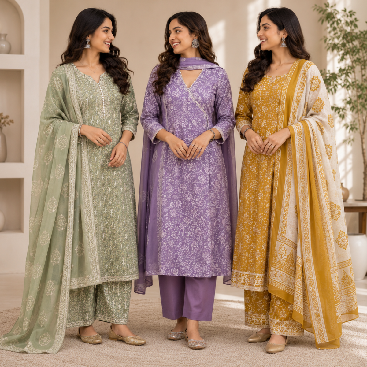 3 Women's Kurta Set with Dupatta | Comfortable Fit ( KS10 )