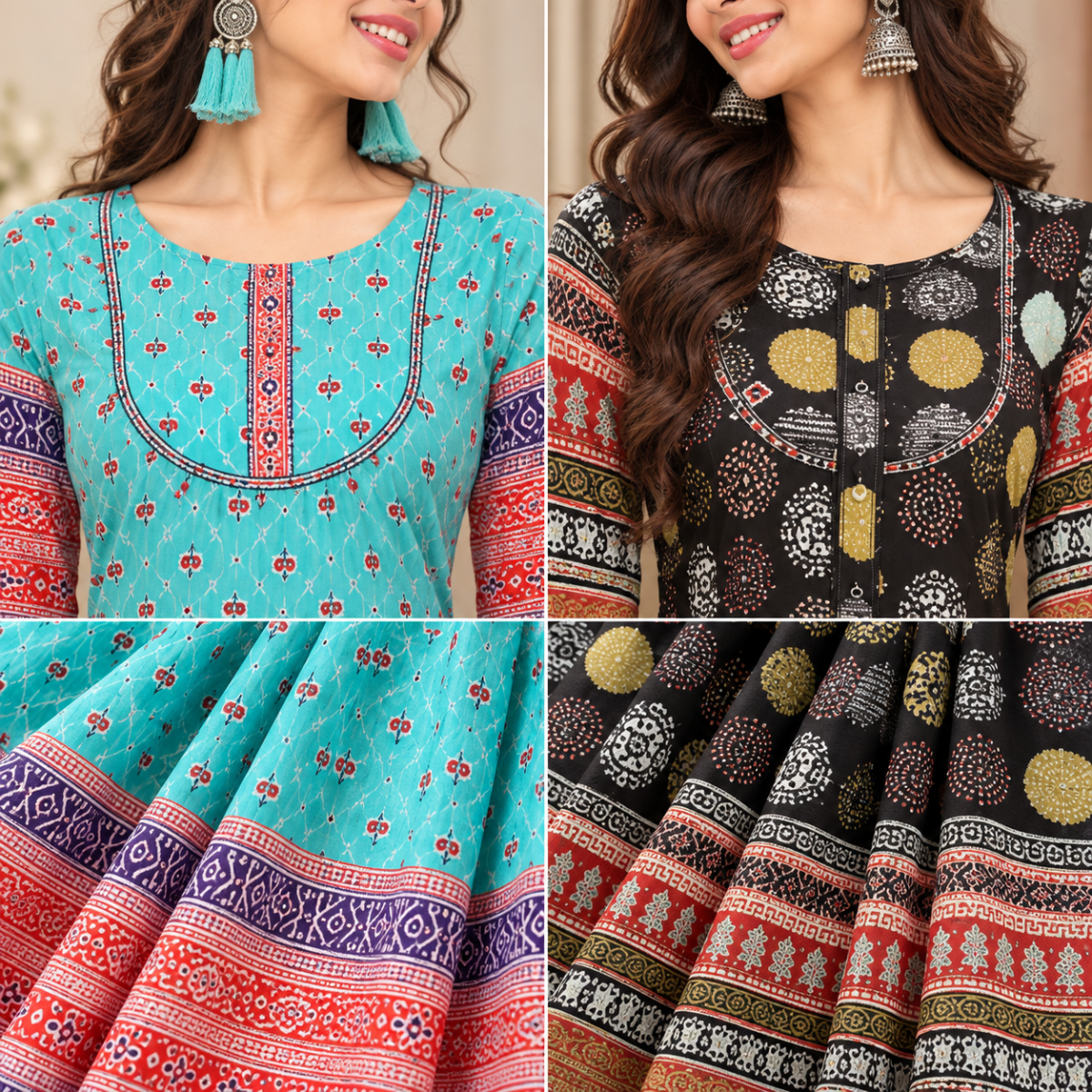 2 Pack Bohemian Ethnic Print Maxi Dress with Flowing Hem | B-20