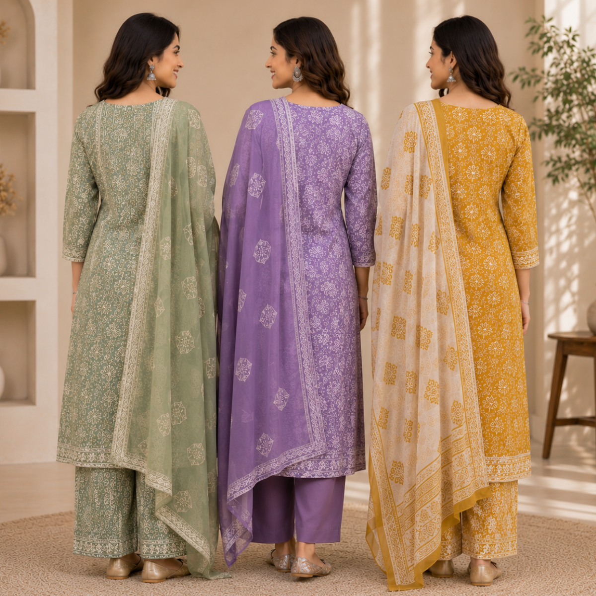 3 Women's Kurta Set with Dupatta | Comfortable Fit ( KS10 )