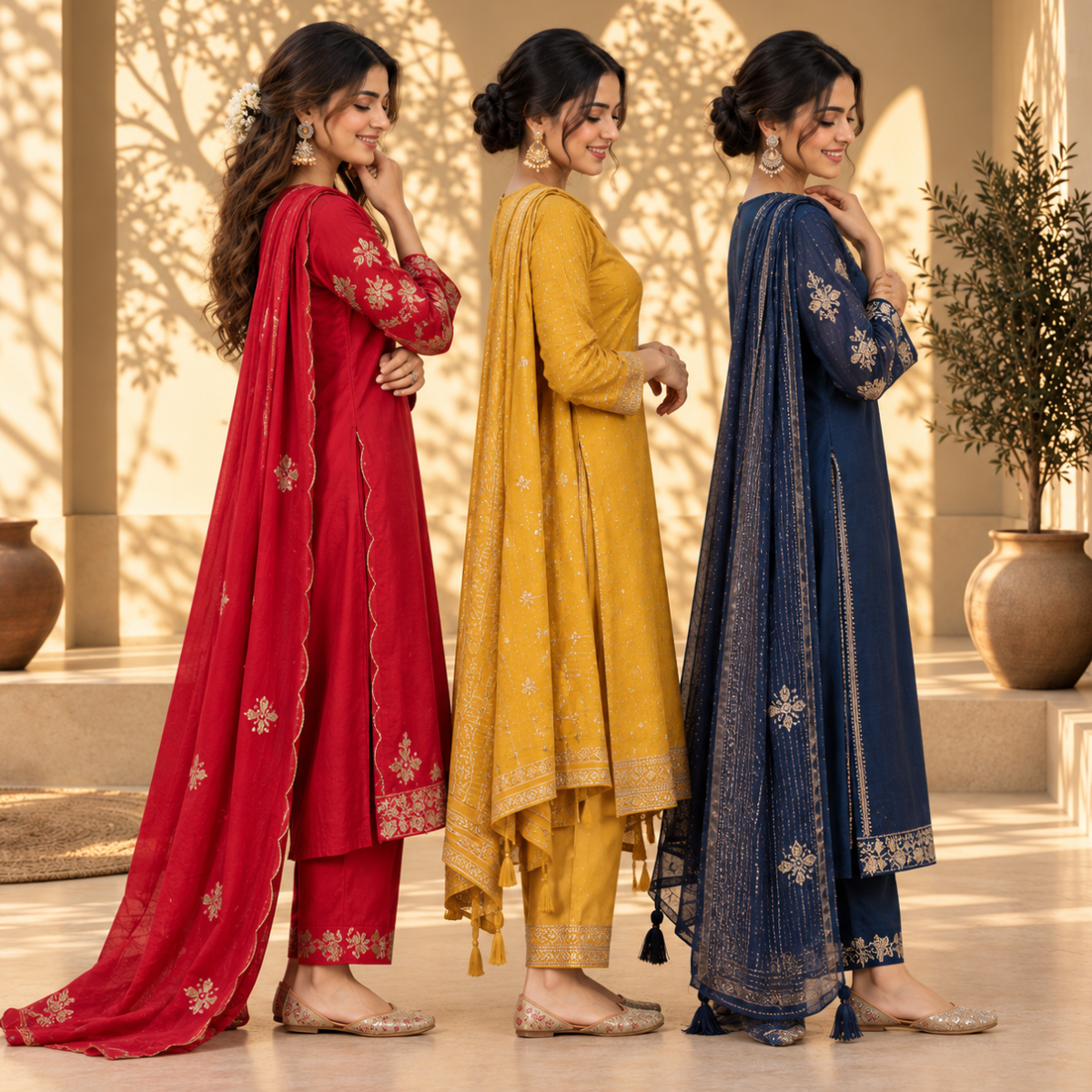 3 Stylish Ethnic Kurta Sets With Dupatta | KS-10