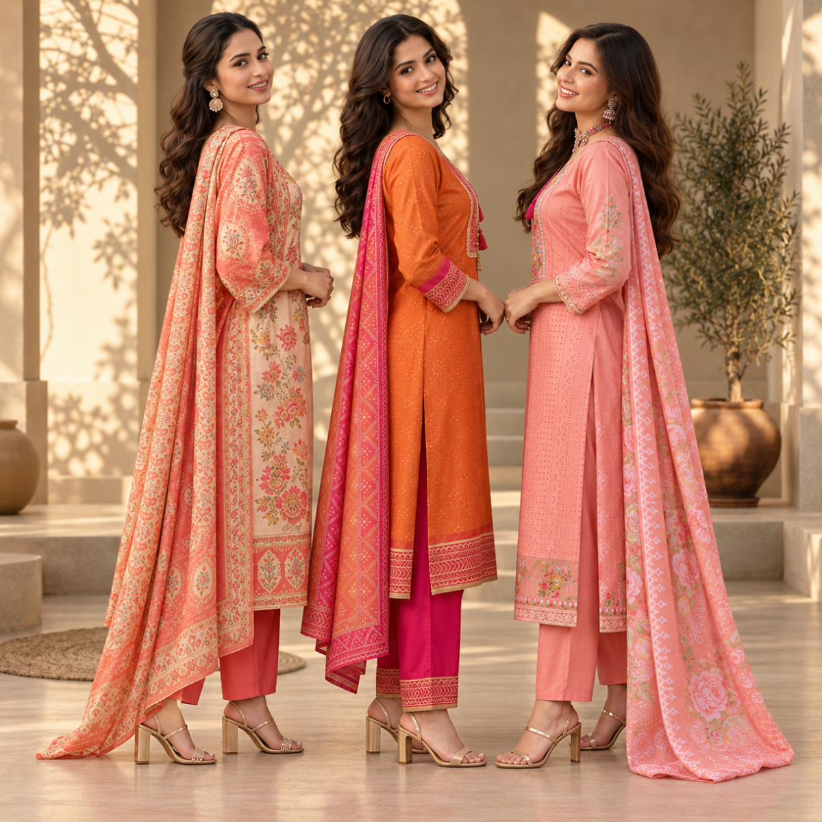 3 Stylish Ethnic Kurta Sets With Dupatta | KS-1