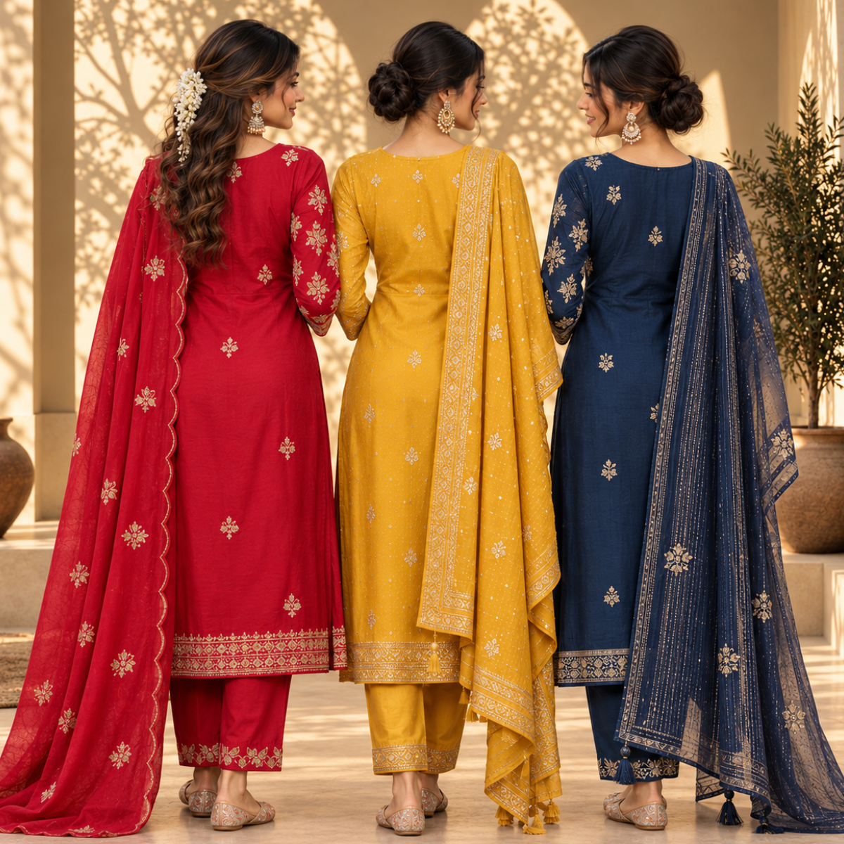 3 Stylish Ethnic Kurta Sets With Dupatta | KS-10