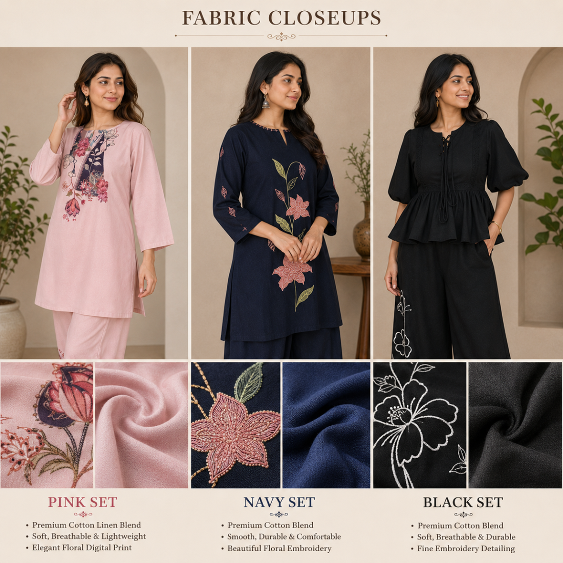 3 Co-Ord Sets Easy Wear For Women ( CS-1 )