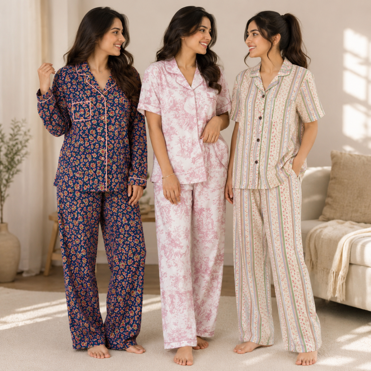3 Women's Comfortable Night Suit Set ( N-2 )