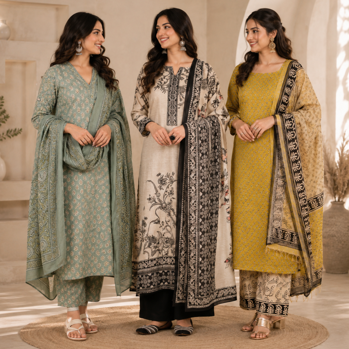3 Pack Kurti Set With Dupatta | Trendy Look  ( K7 )