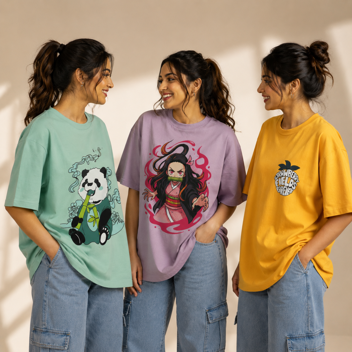 3 Women's Everyday Oversized T-Shirts ( T-1 )