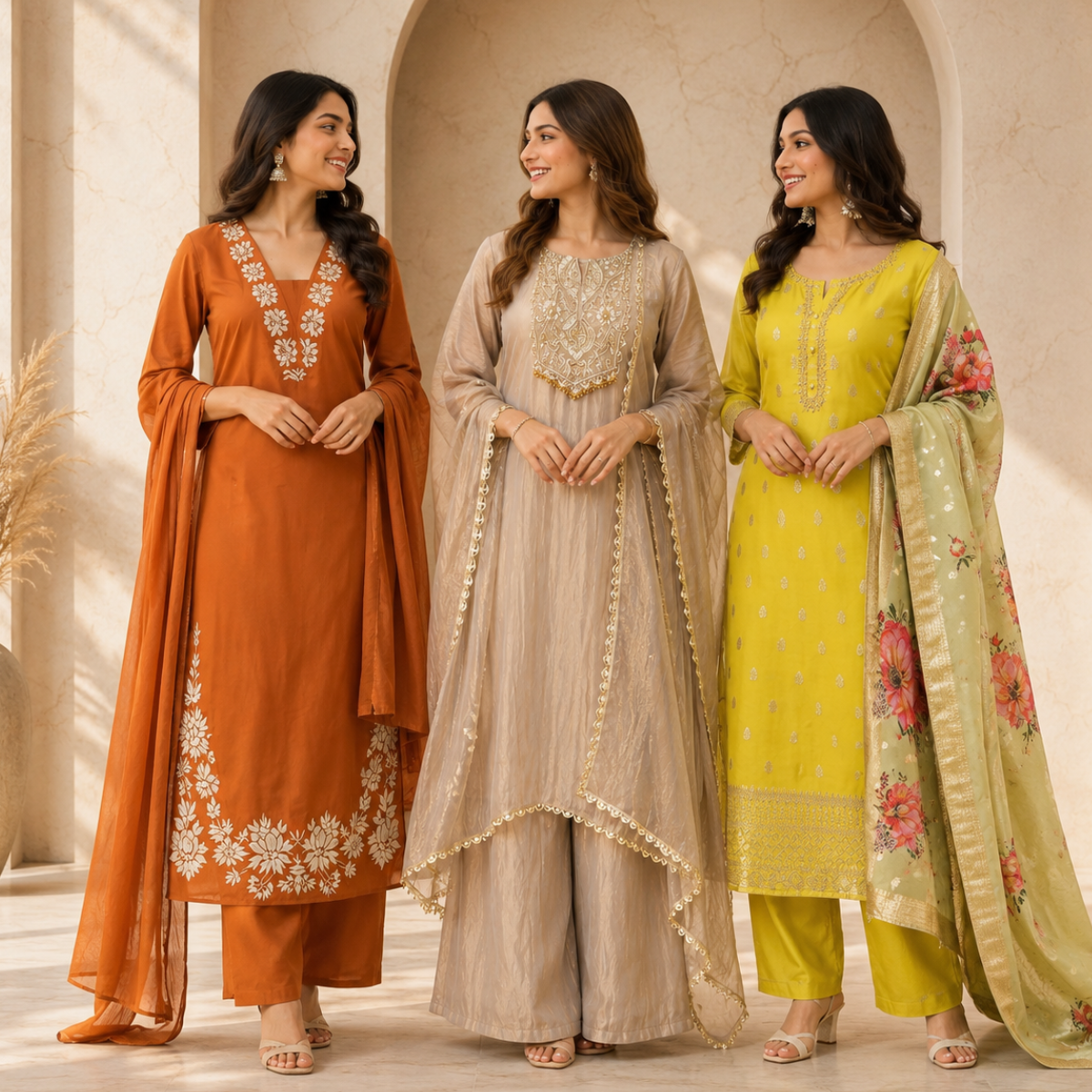 3 Women's Kurta Set with Dupatta | Comfortable Fit ( KS2 )