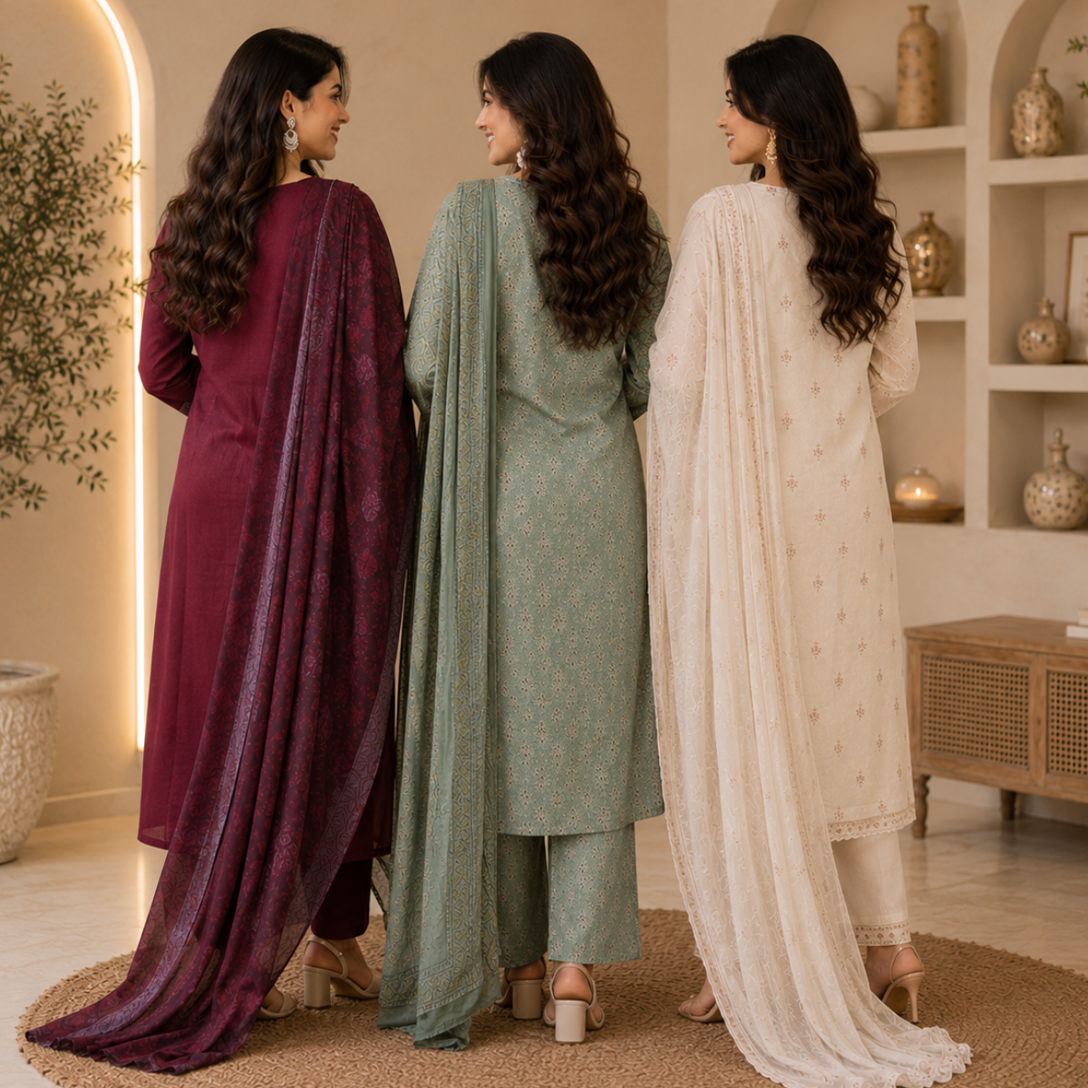 3 Combo Kurta Sets With Dupatta + Bottom (A2)