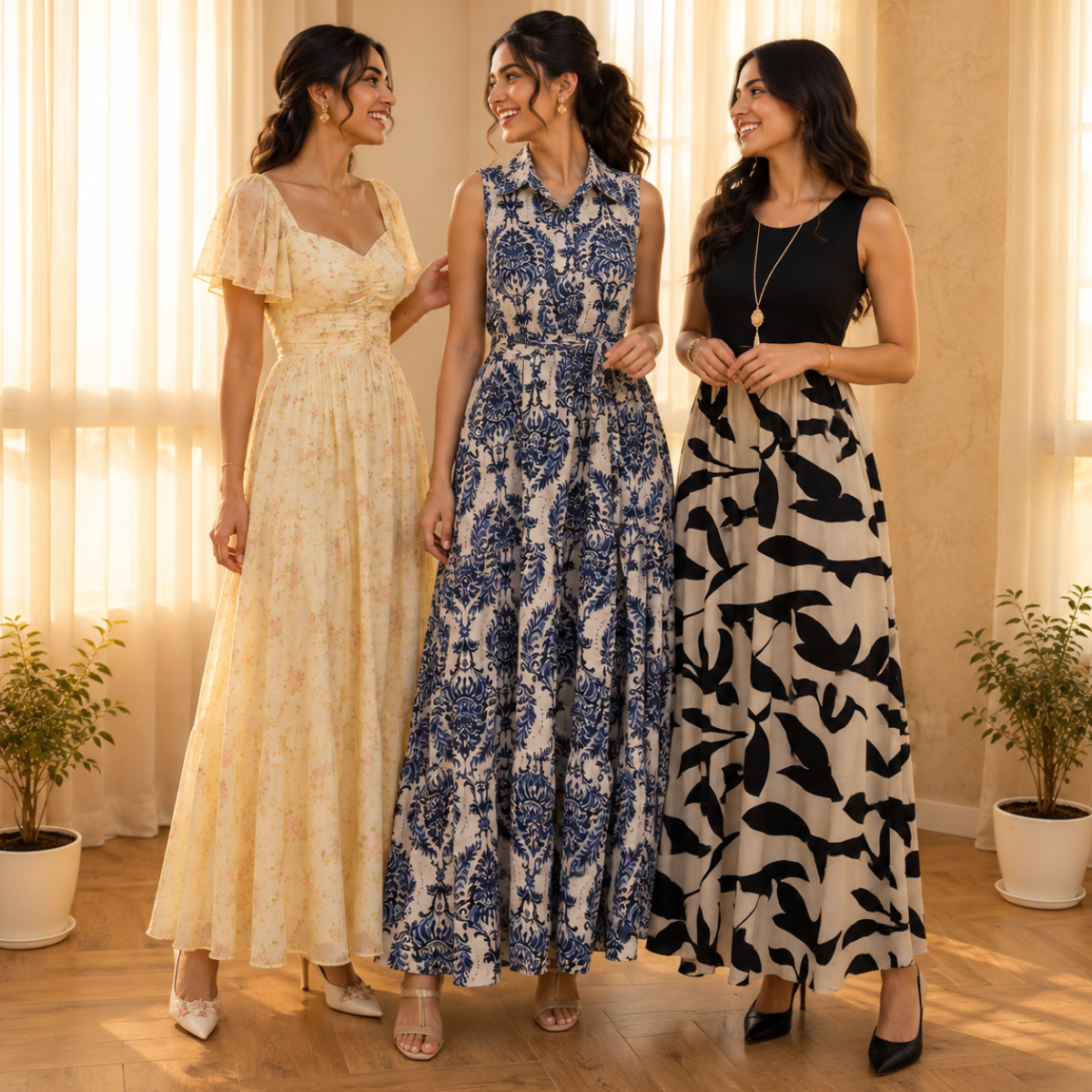 3 Women’s Printed Maxi Dress Collection ( P3 )