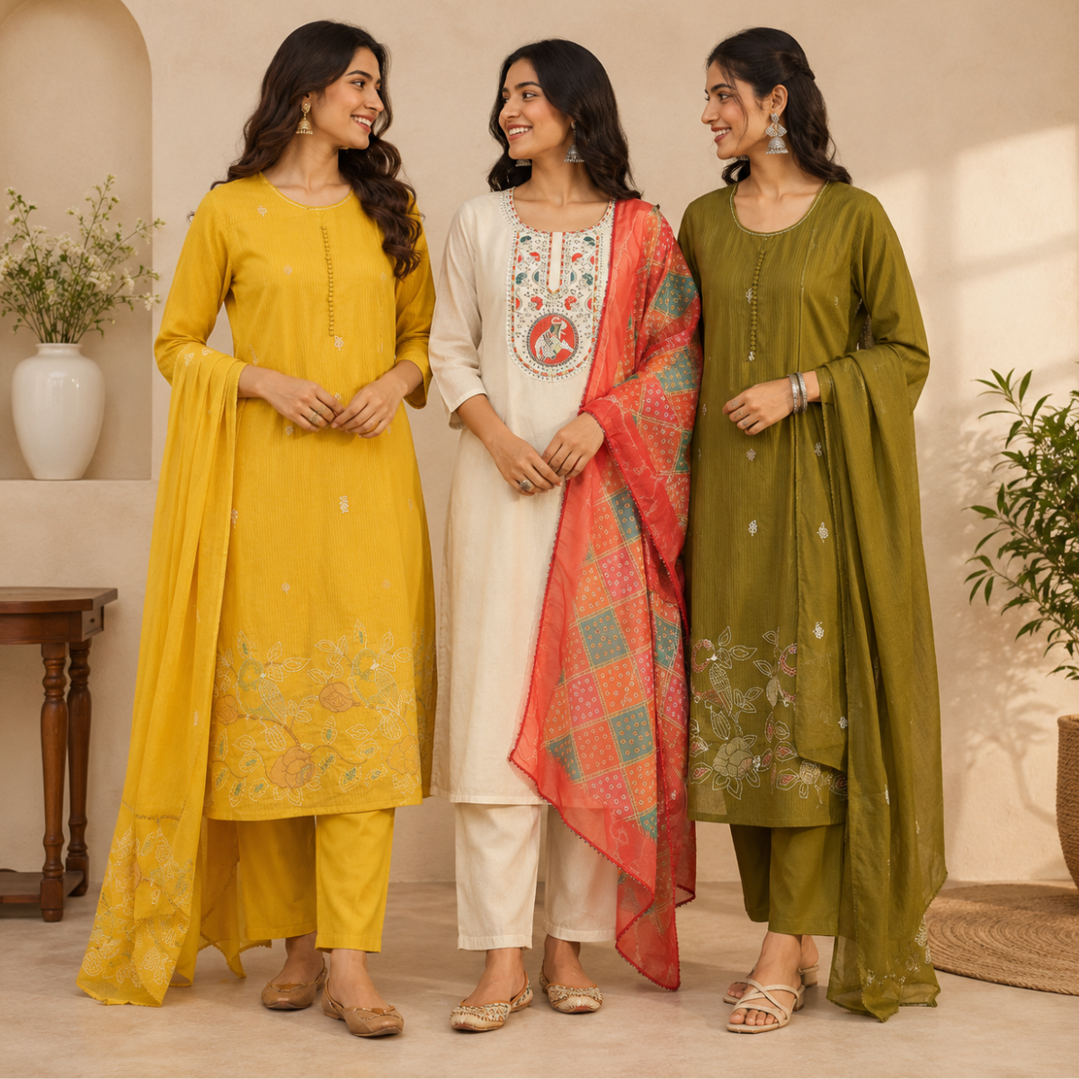 Women's Printed Kurta Set with Dupatta ( D3 )