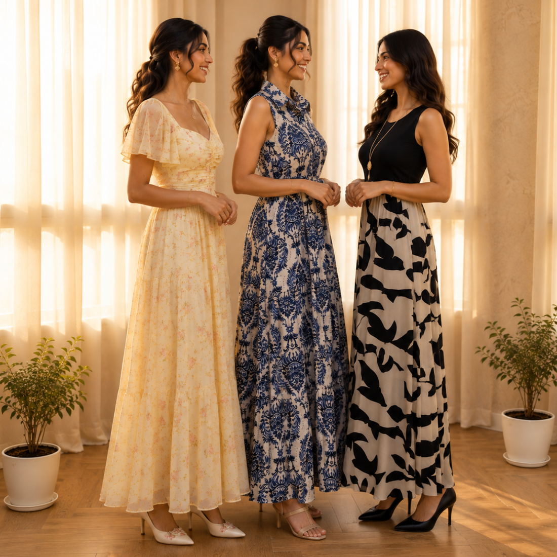 3 Women’s Printed Maxi Dress Collection ( P3 )