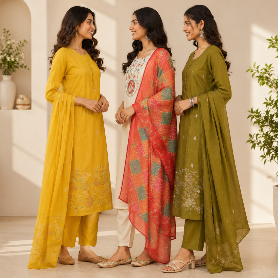 Women's Printed Kurta Set with Dupatta ( D3 )