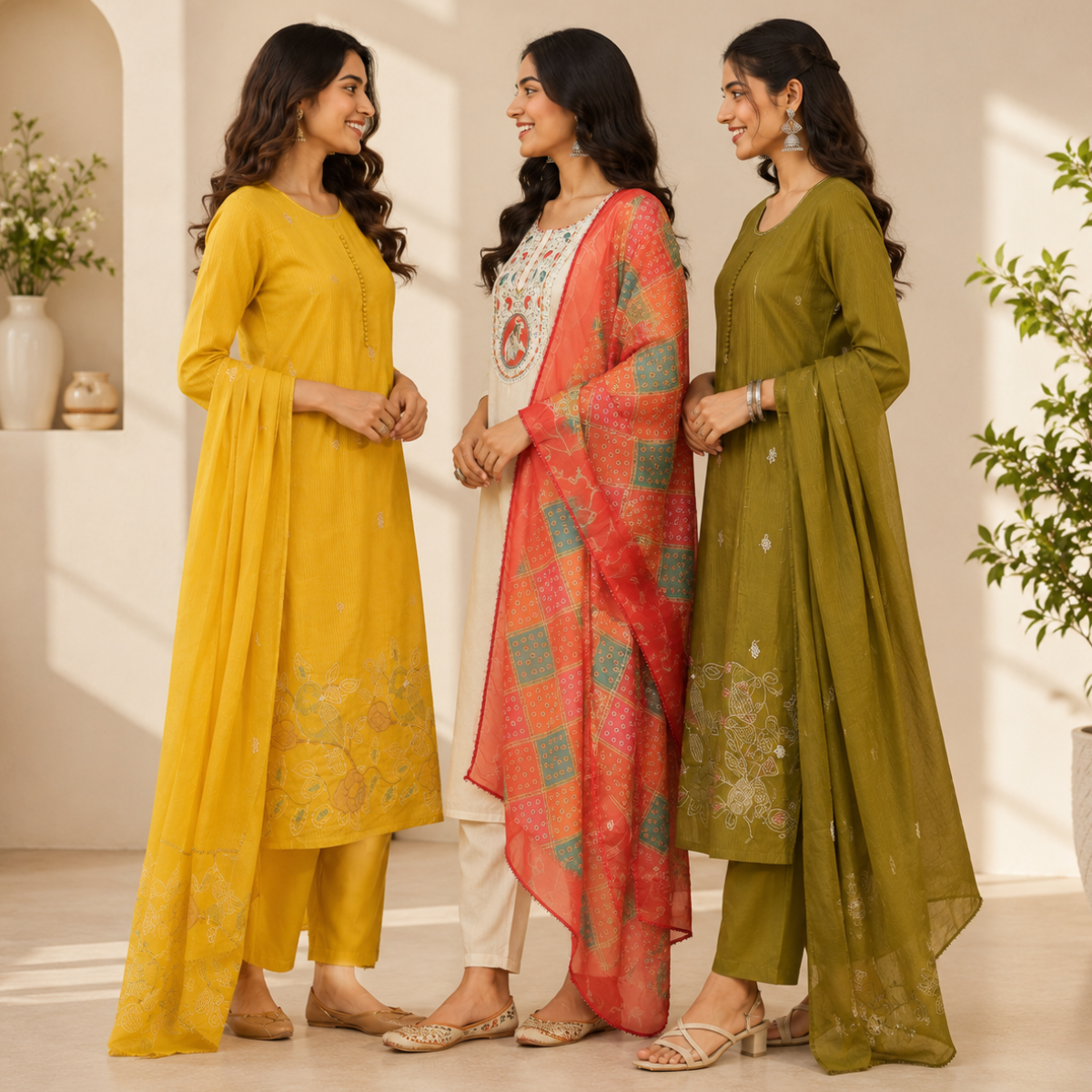 Women's Printed Kurta Set with Dupatta ( D3 )