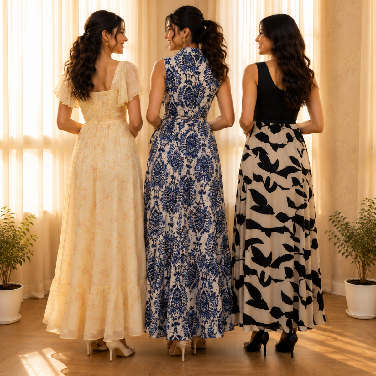 3 Women’s Printed Maxi Dress Collection ( P3 )