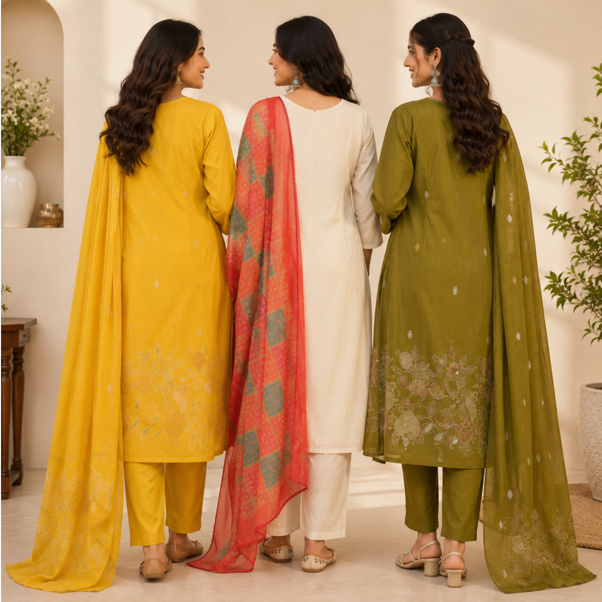 Women's Printed Kurta Set with Dupatta ( D3 )