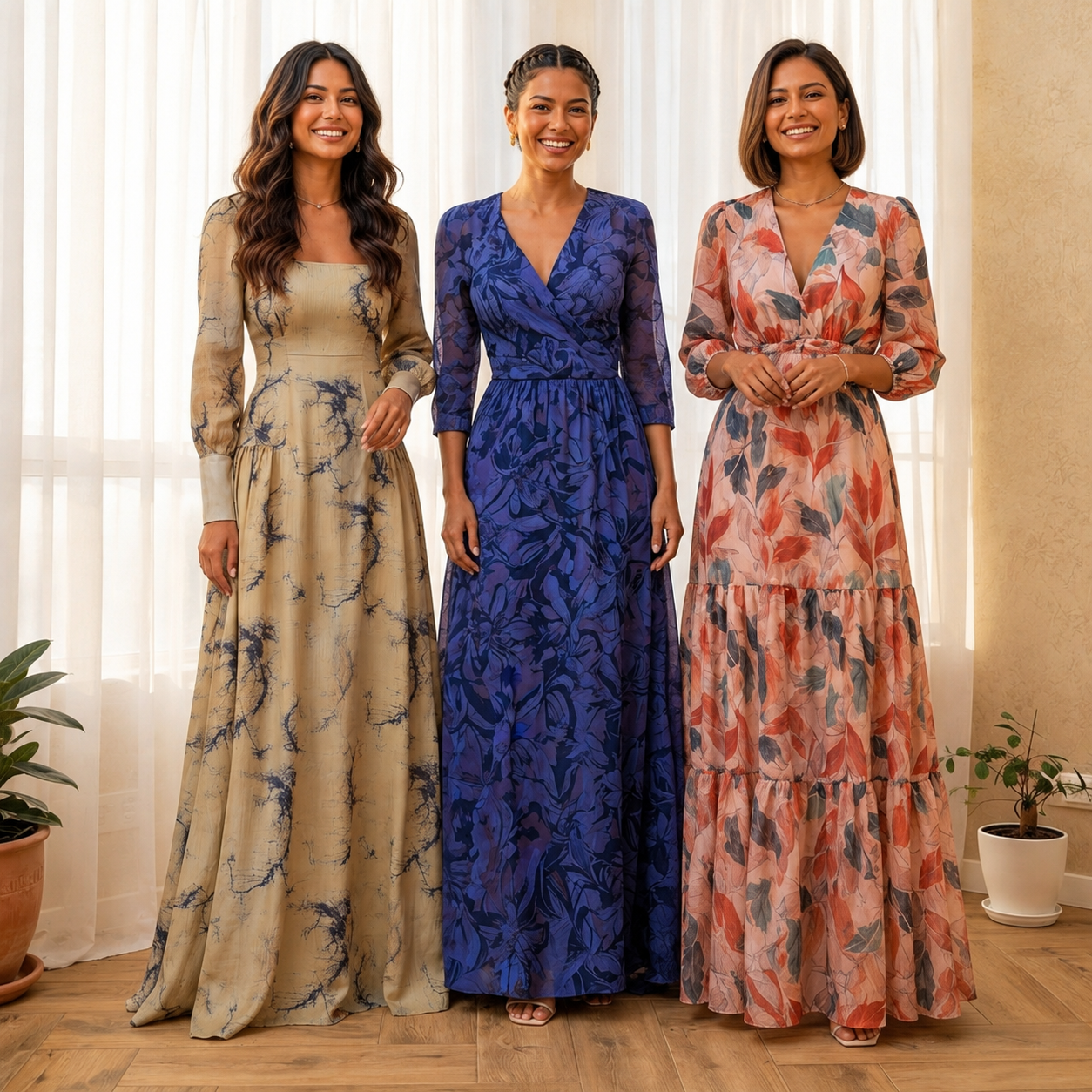 3 Women’s Printed Maxi Dress Collection ( P7 )