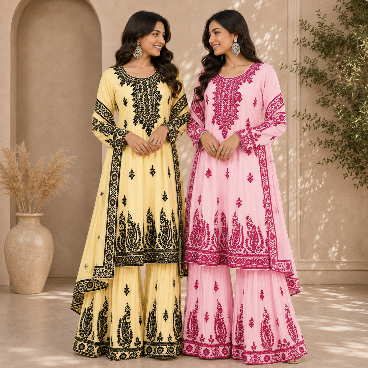 2 Combo Women’s Printed Kurta Sharara Sets | KS-5