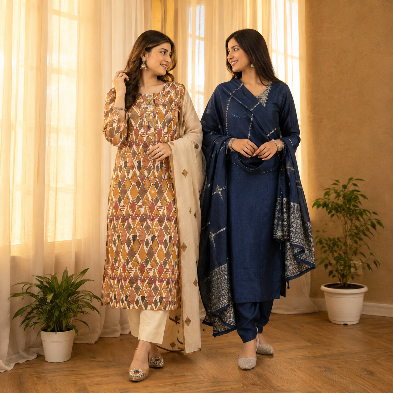 2 Combo Women’s Kurta Sets with Dupatta ( K3 )