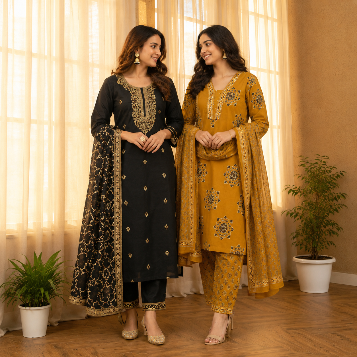 2 Combo Women’s Kurta Sets with Dupatta ( K4 )