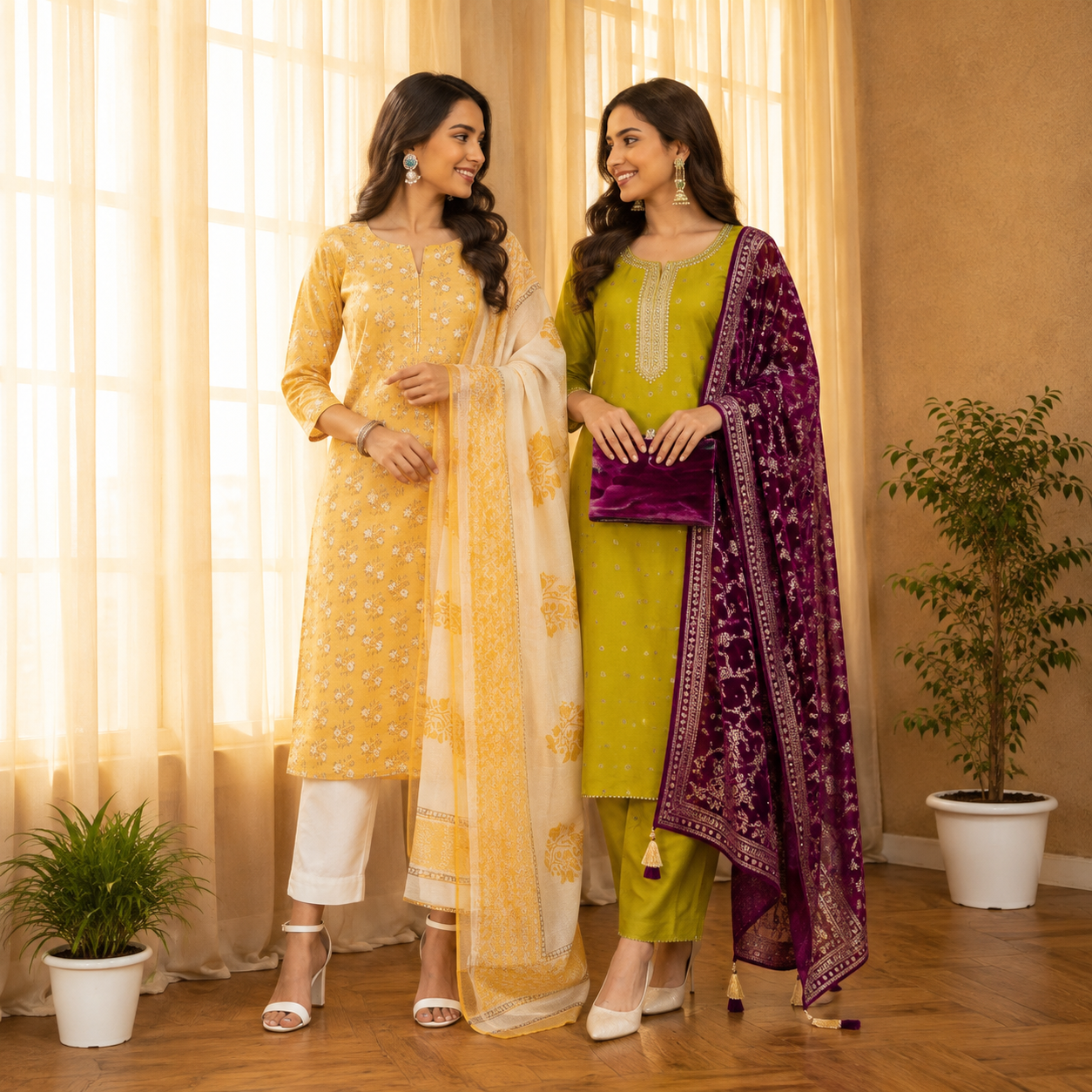 2 Combo Women’s Kurta Sets with Dupatta ( K5 )