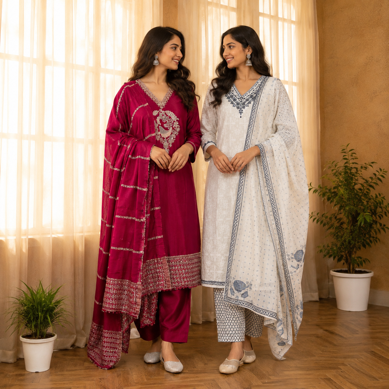 2 Combo Women’s Kurta Sets with Dupatta ( K6 )