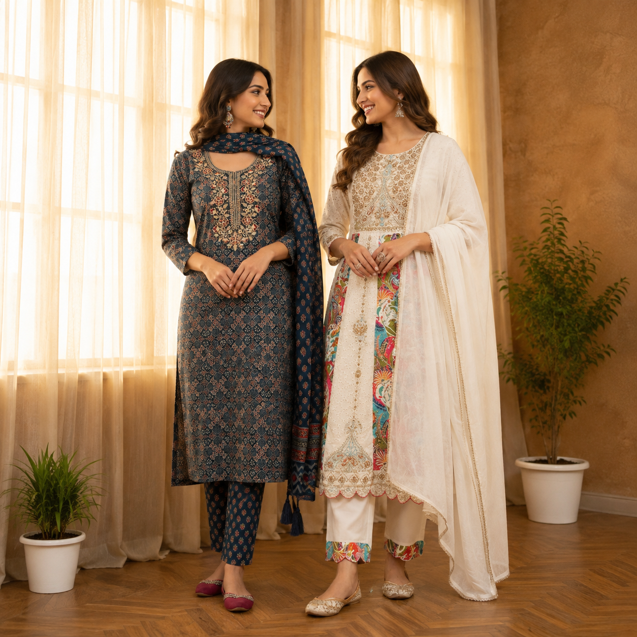 2 Combo Women’s Kurta Sets with Dupatta ( K7 )