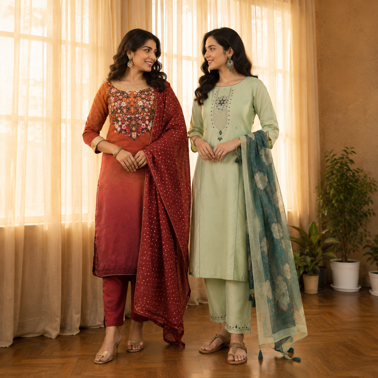 2 Combo Women’s Kurta Sets with Dupatta ( K9 )