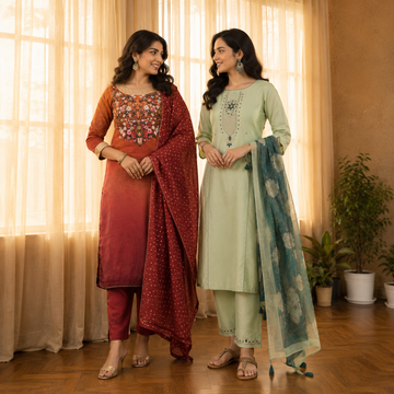 2 Combo Women’s Kurta Sets with Dupatta ( K9 )