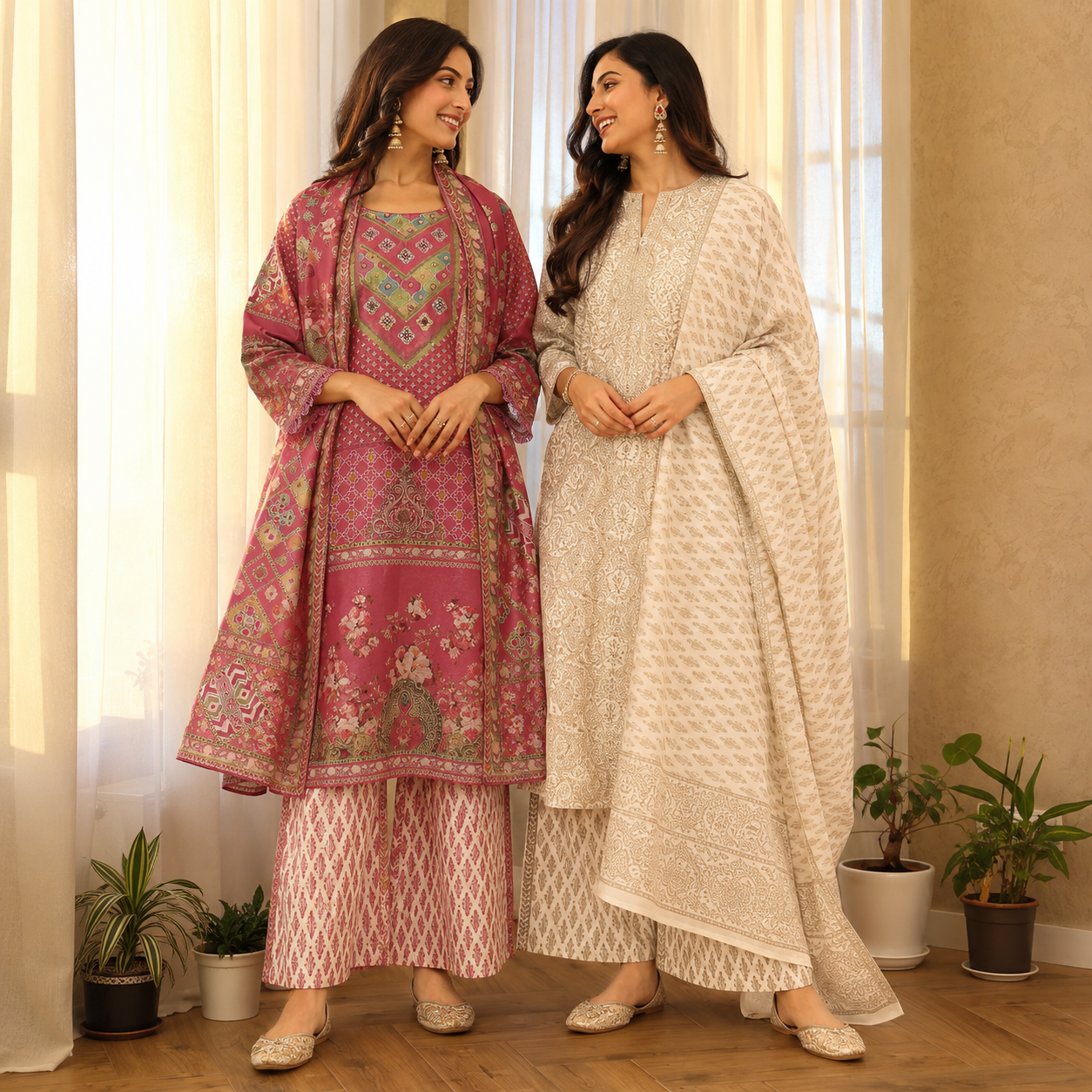 2 Combo Women’s Kurta Sets with Dupatta ( K10 )