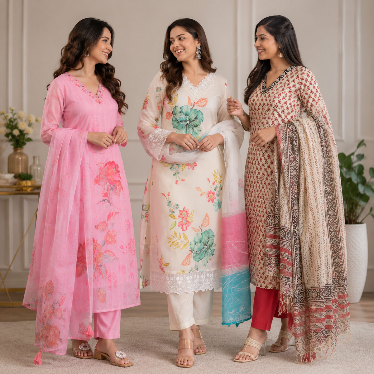 3 Kurta Sets With Dupatta | Ethnic look | (N-5)