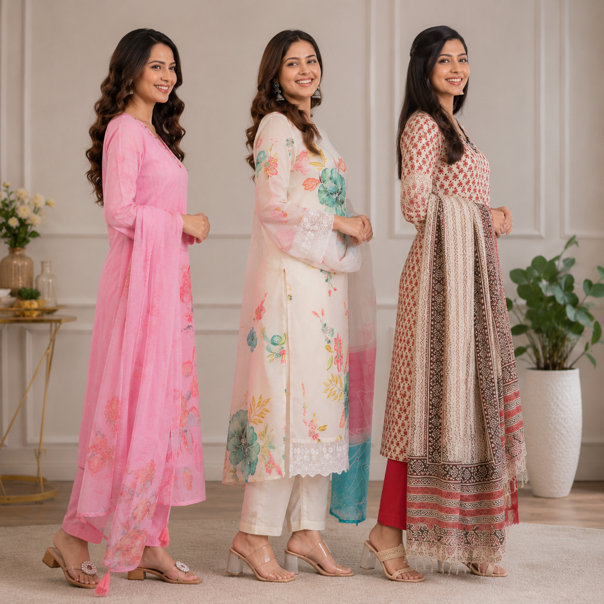 3 Kurta Sets With Dupatta | Ethnic look | (N-5)