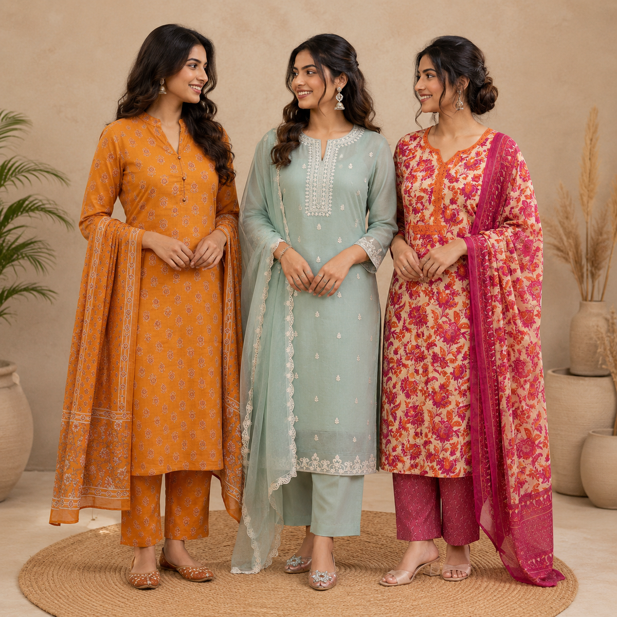 3 Kurta Sets With Dupatta | Ethnic look | (N-10)
