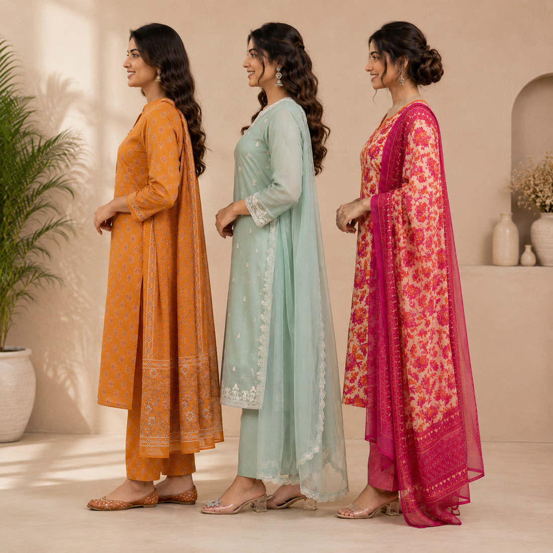 3 Kurta Sets With Dupatta | Ethnic look | (N-10)